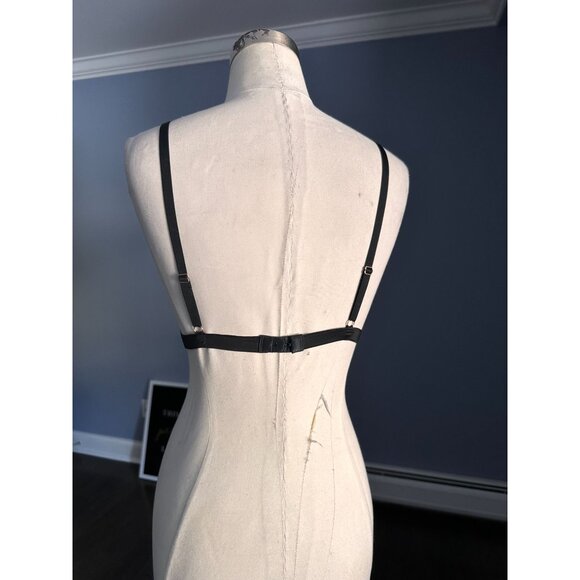 Sam Edelman black strappy bralette with floral patch LARGE - Picture 5 of 5